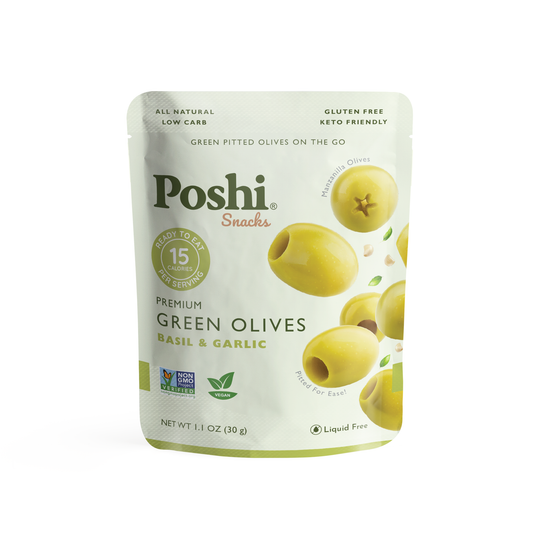 Basil & Garlic Pitted Green Olives