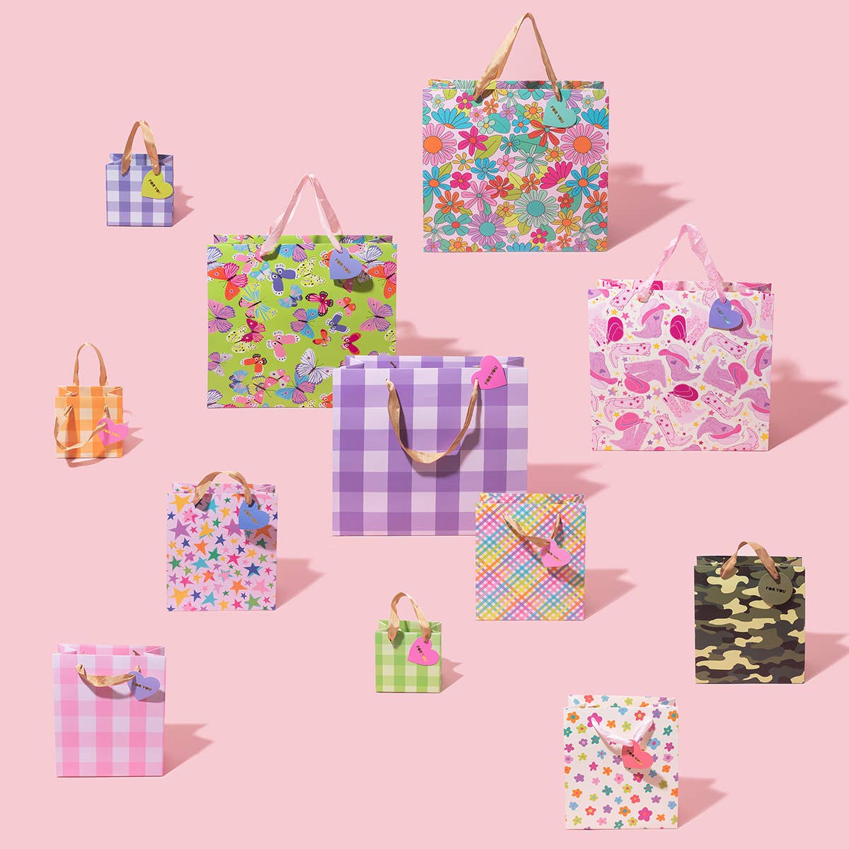 Gift Bags - Purple Gingham - Assorted Sizes to Choose From: Large - Margot's Mercantile