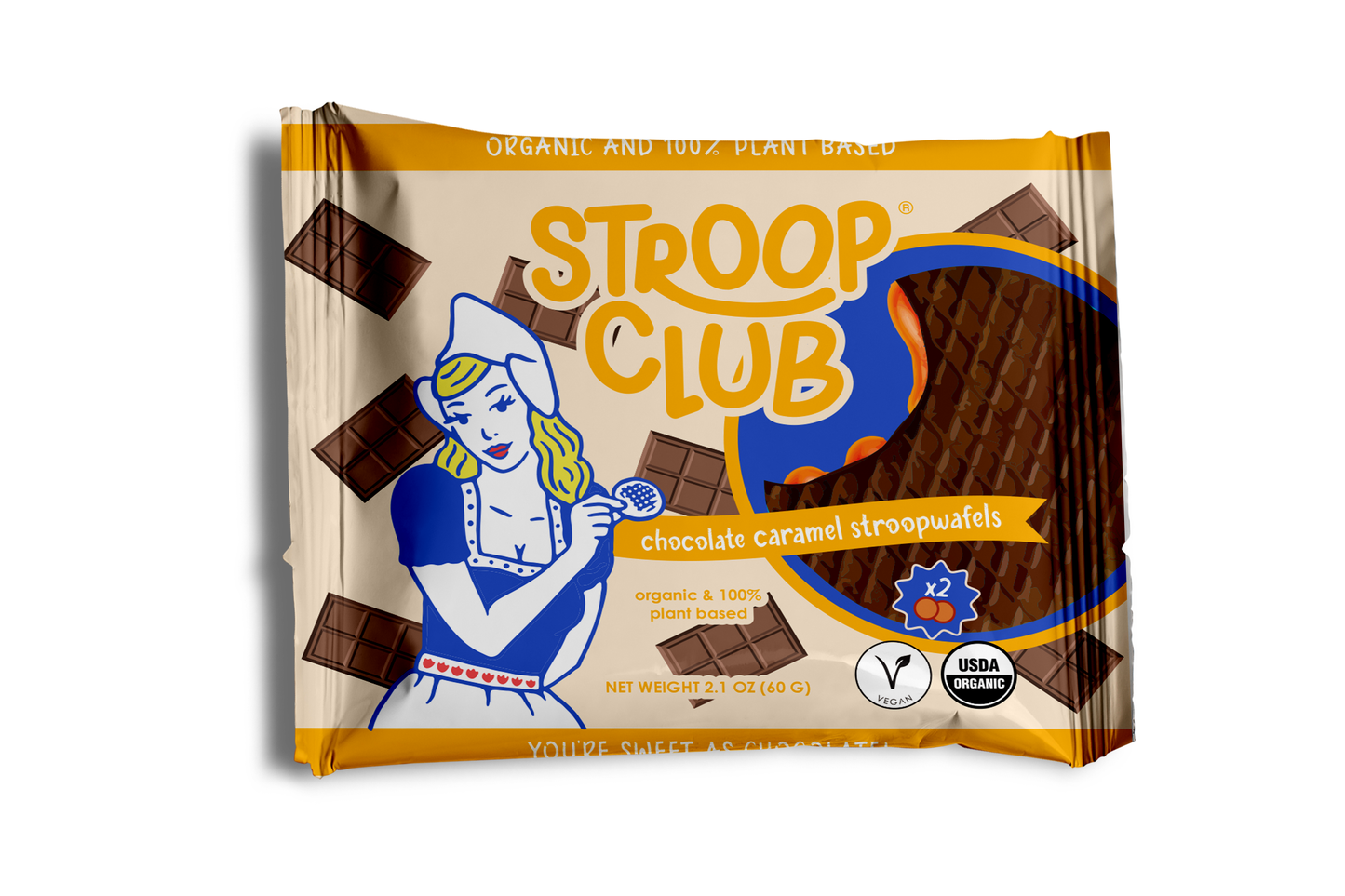 Chocolate Caramel Organic & Plant-based  Stroopwafel 2-pack