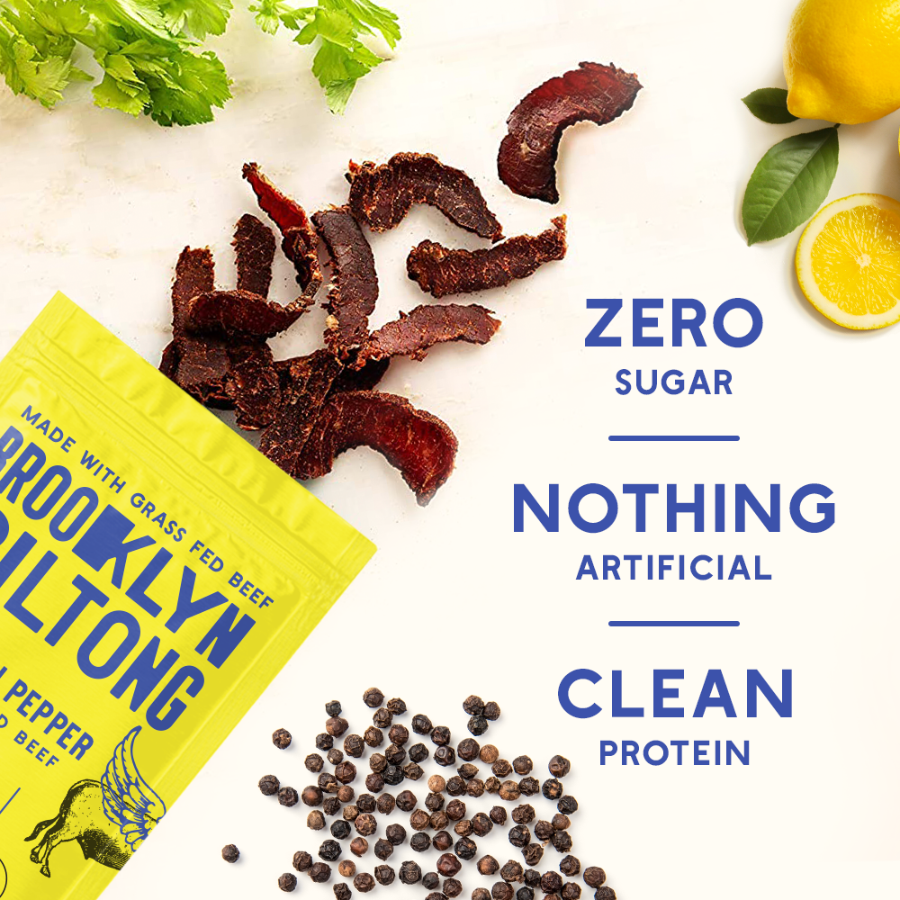 Grass Fed Biltong Lemon Pepper Sliced Tender Jerky: 2 oz